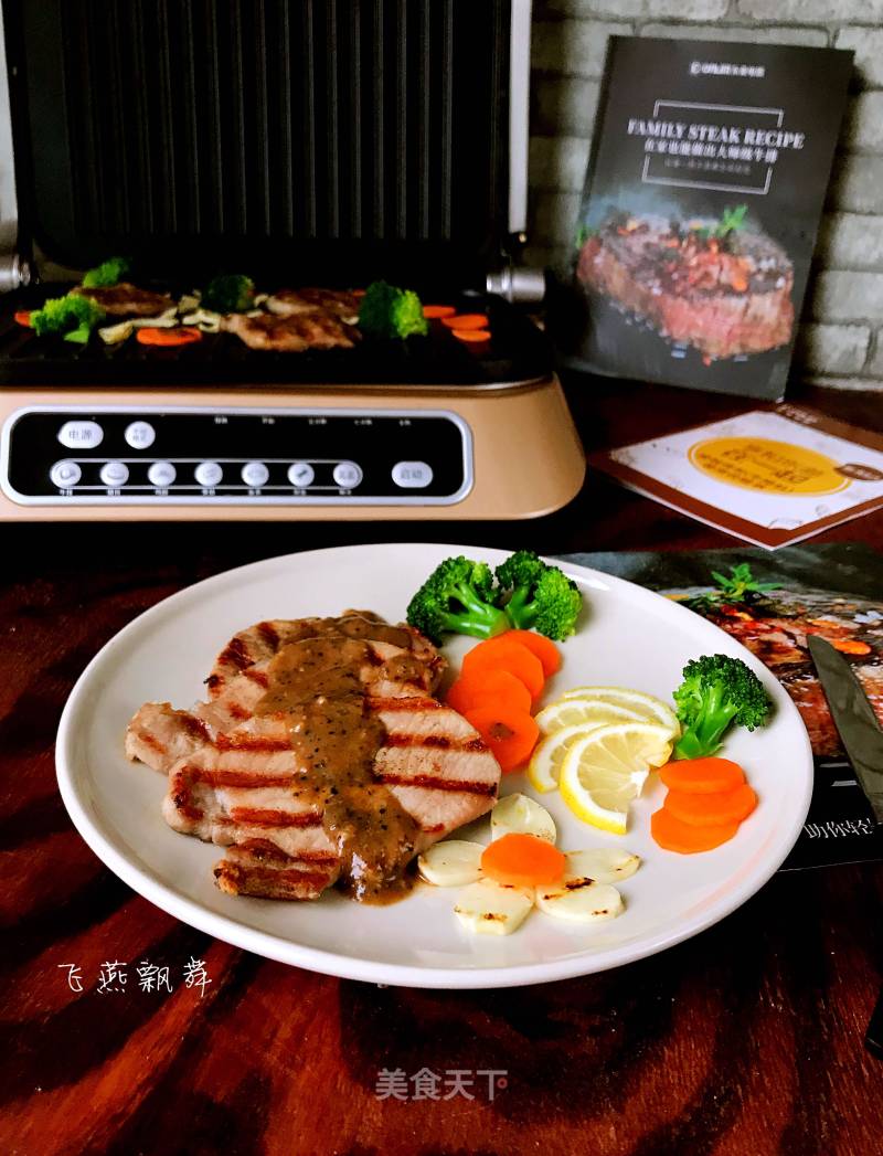 #东 Shot Steak Machine# Garlic Black Pepper Pork Chops recipe