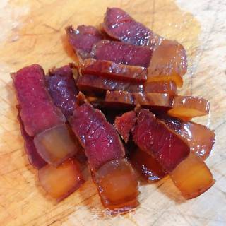 #蜡味#bacon Steamed Tofu Lying Egg recipe