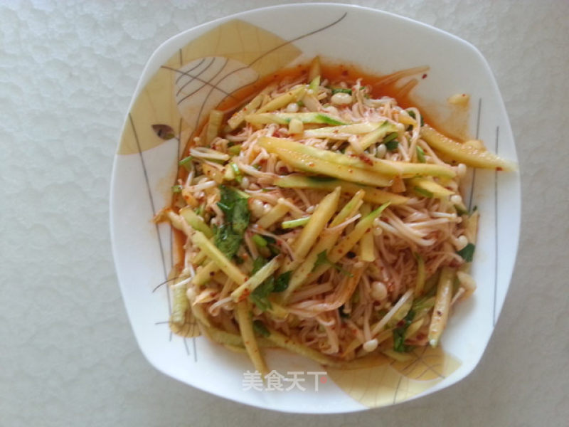 Enoki Mushroom Mixed with Cucumber recipe