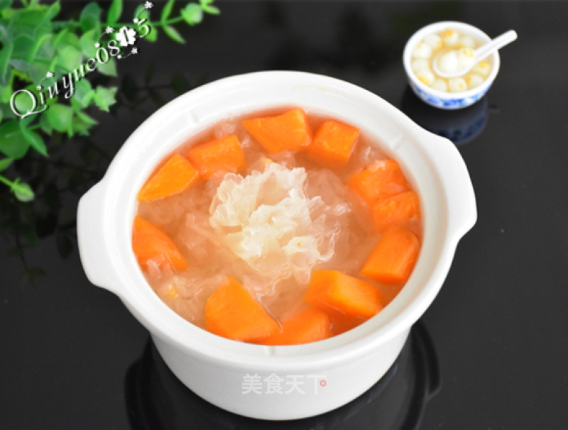 [guangdong] Braised Papaya with Rock Sugar and Tremella recipe