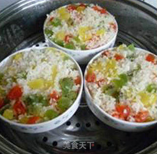 Three-color Glutinous Rice with Preserved Fruit recipe