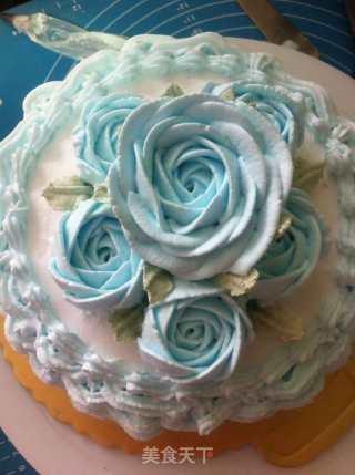 Pink Blue Rose Cream Cake recipe