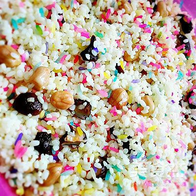 Colored Rice, Peanuts and Mushroom Dumplings recipe