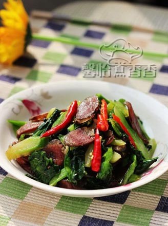 Stir-fried Sausage with Chinese Kale recipe