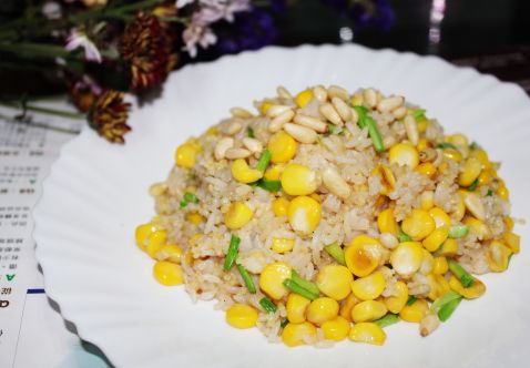 Corn Fried Rice with Pine Nuts recipe