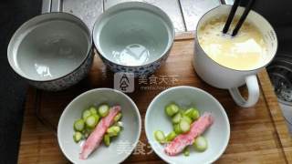 Crab Claws Steamed Egg with Asparagus recipe