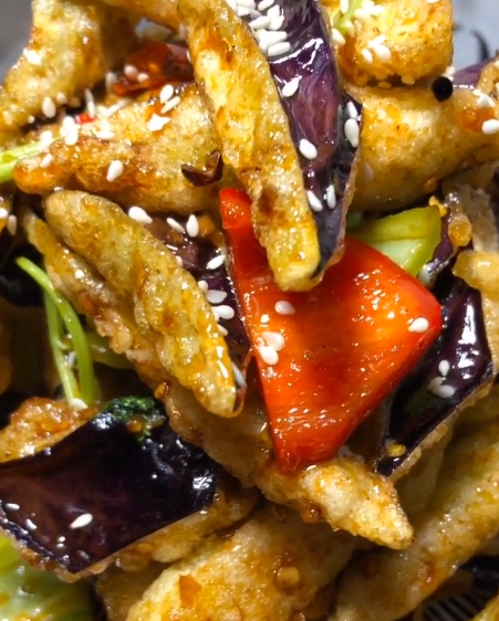 The Practice of Flavored Eggplant Crispy without Oil Absorption recipe