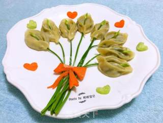 Steamed Dumplings with Horseshoe Flower recipe