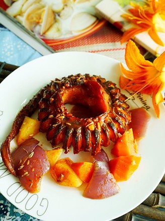 Grilled Octopus Feet with Seasonal Vegetables recipe