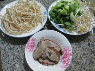 Roasted Duck Noodles with Green Bean Sprouts and Vegetables recipe