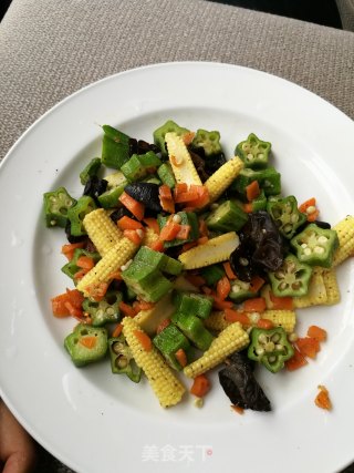 #trust之美# Stir-fried Baby Corn with Okra recipe