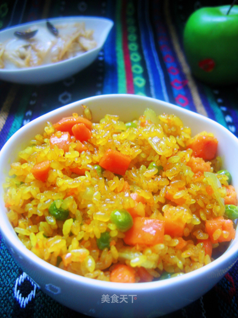 Fried Rice with Golden Square Legs and Green Beans recipe