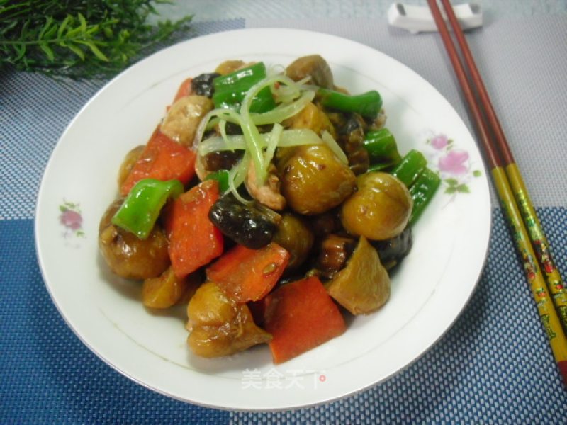 Braised Double Mushrooms with Chestnut recipe