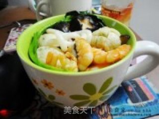 Salt Baked Shrimp - Seafood Udon Noodle Soup recipe