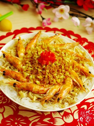 Steamed Shrimp with Enoki Mushroom Vermicelli recipe