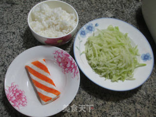 Fried Rice with Shrimp Cake and Green Radish recipe