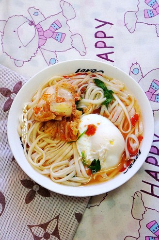 Poached Egg Hot Noodle Soup