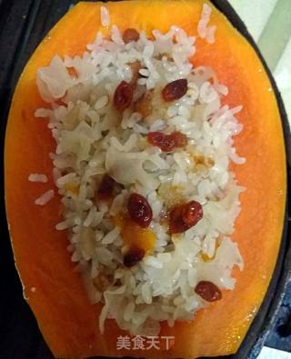 Colorful Fruit Papaya Boat Sticky Rice recipe