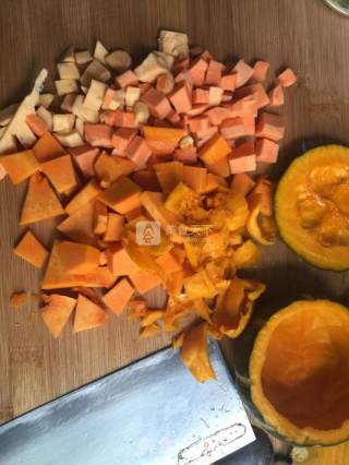 Pumpkin Sweet Potato Coconut Sago recipe