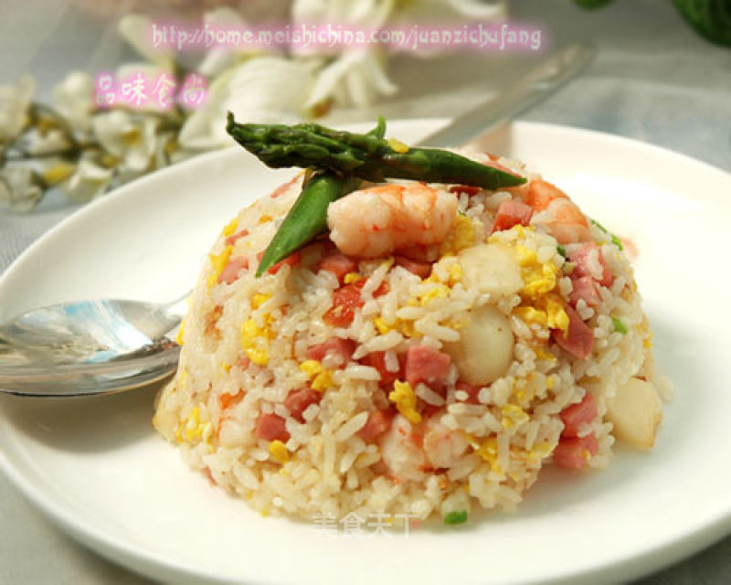Lunch for One Person-fried Rice with Shrimp and Asparagus recipe