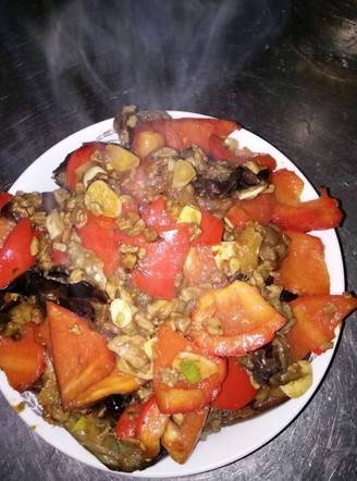 Braised Eggplant with Red Pepper recipe