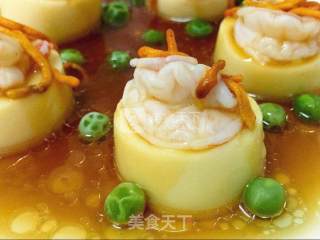 Steamed Yuzi Tofu with Shrimp and Cordyceps Flower Edit recipe