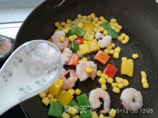 Stir-fried Shrimp with Bell Pepper and Corn recipe