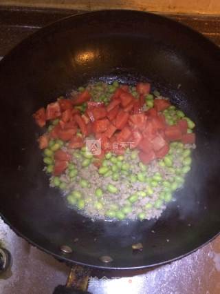 Roasted Edamame with Minced Meat and Tomato recipe
