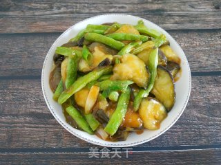 Fried Eggplant with String Beans recipe