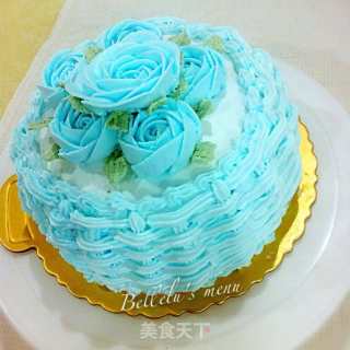 Pink Blue Rose Cream Cake recipe