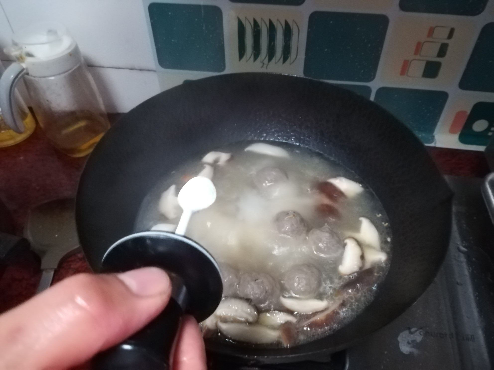 Mushroom Noodles with Meatballs recipe