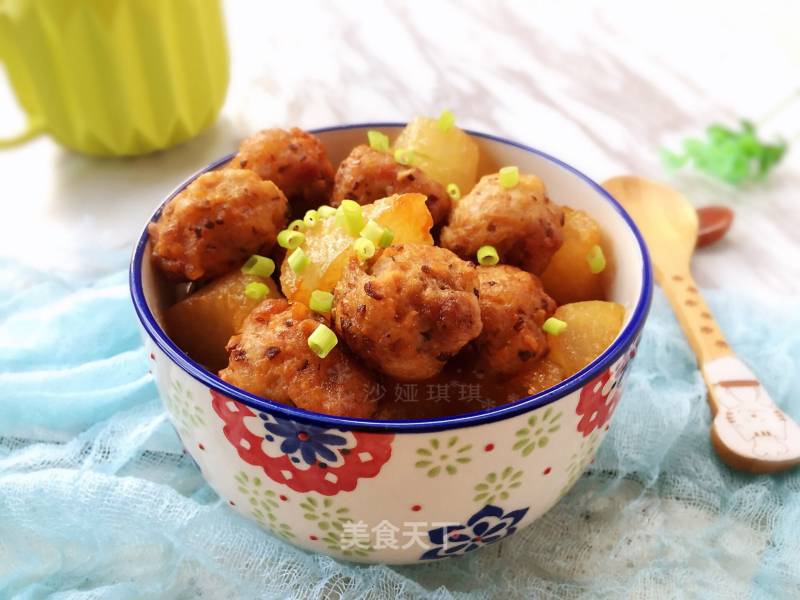 Grilled Winter Melon with Mushroom Meatballs recipe