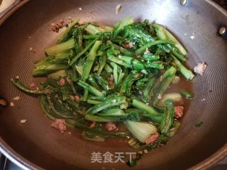 Stir-fried Mark Vegetables with Minced Pork in Oyster Sauce recipe