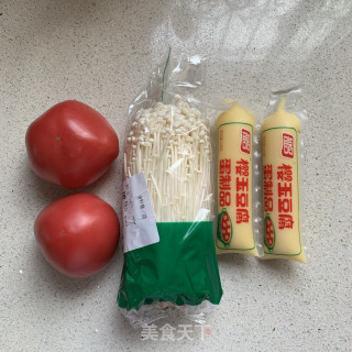 Tomato Egg Tofu Enoki Mushroom recipe