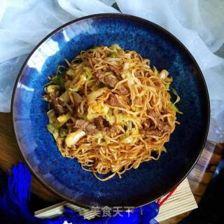 Cumin Beef Fried Noodles recipe