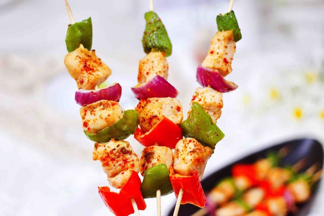Grilled Chicken Skewers with Seasonal Vegetables and Cumin recipe