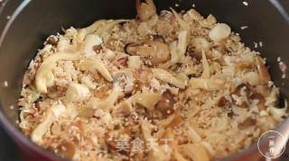 Mushroom Cooking Rice with A Kitchen Made Cast Iron Pot Version recipe