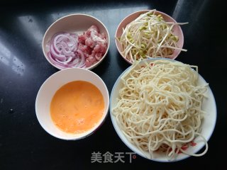 Stir-fried Dry Noodles with Bean Sprouts recipe