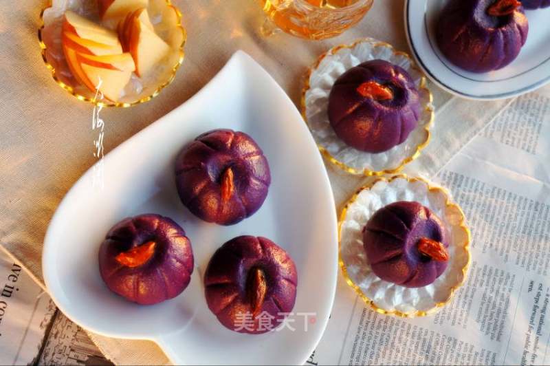 #trust之美#purple Potato Bean Paste Cake recipe