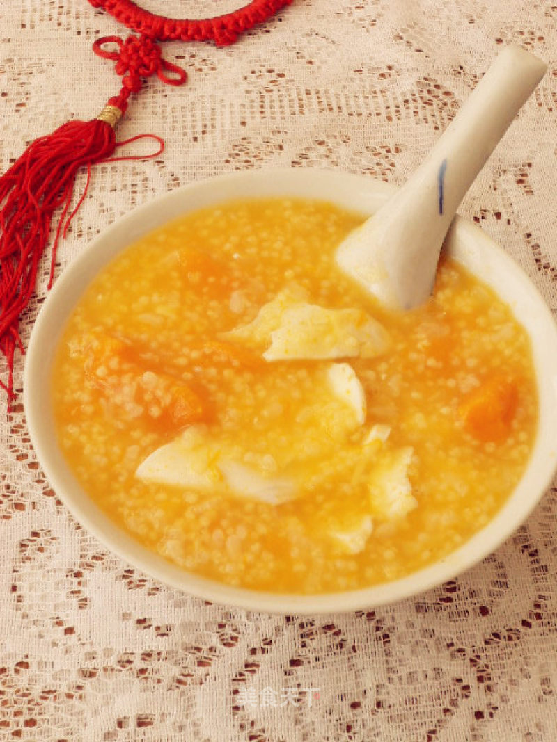 Pumpkin Double Rice and Goose Egg Congee recipe