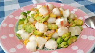 Stir-fried Broad Beans with Scallops and Horseshoe recipe