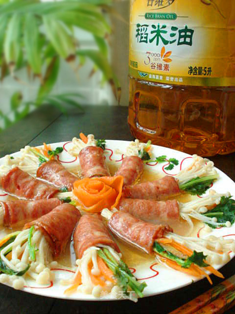 [arowana Rice Oil 5l] One of The Trial Reports, Enoki Mushroom and Bacon Roll recipe