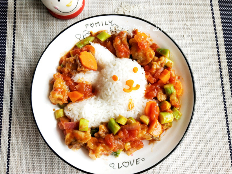 Rice with Fish Cubes in Tomato Sauce recipe