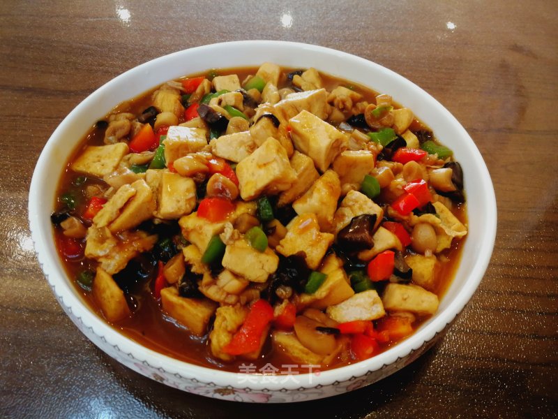 #蛋美食#double Mushroom Tofu Ding recipe