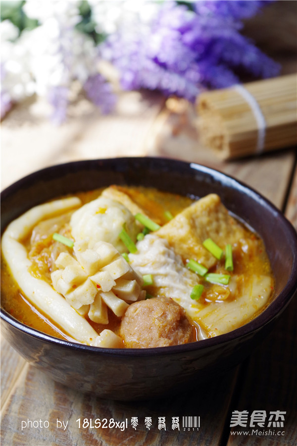 Korean Spicy Cabbage Meatball Soup recipe