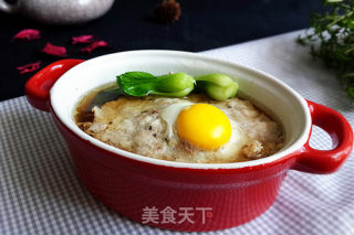 Steamed Meatloaf with Quail Eggs and Shiitake Mushrooms recipe