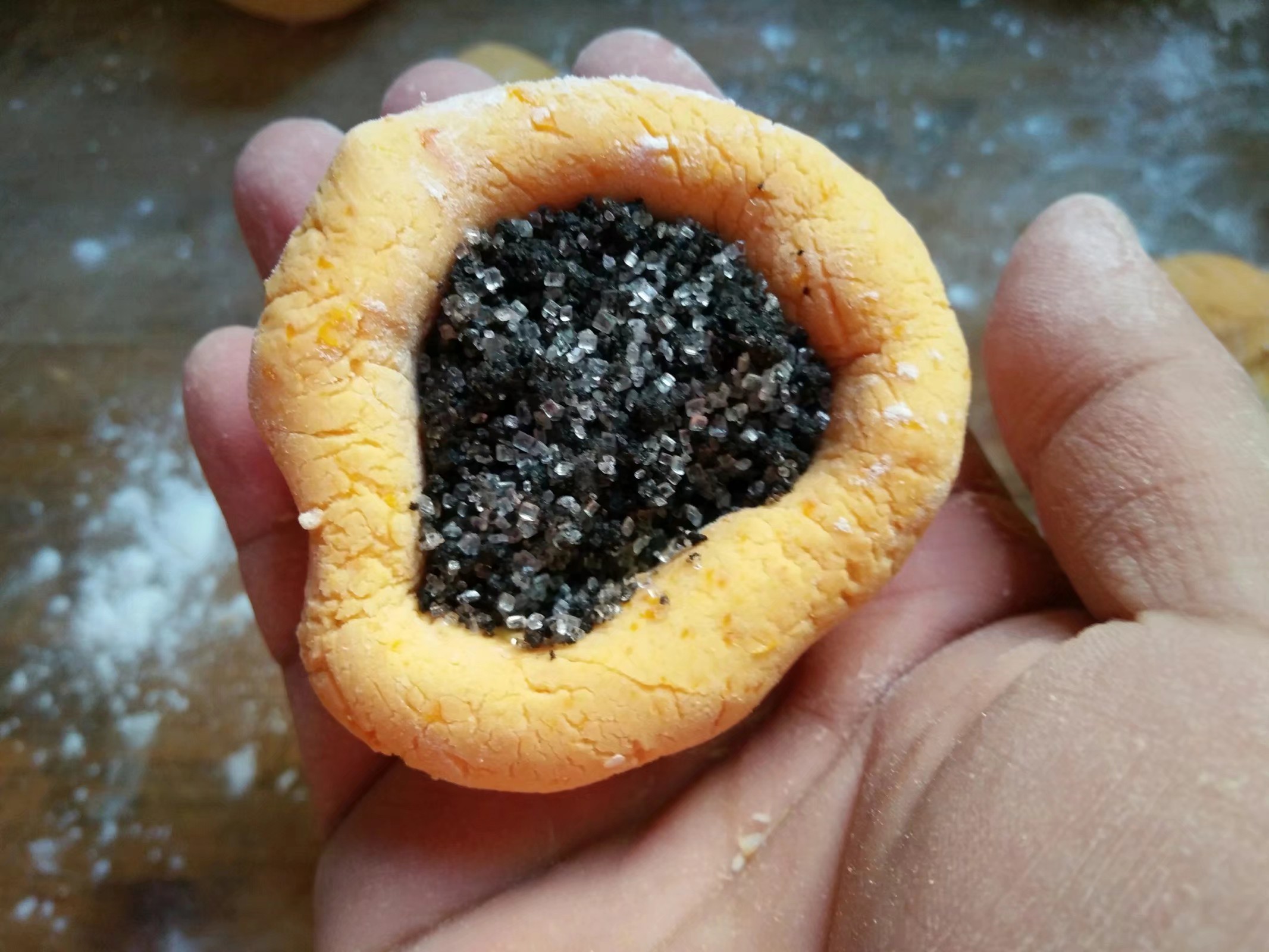 Pumpkin Black Sesame Glutinous Rice Cake recipe