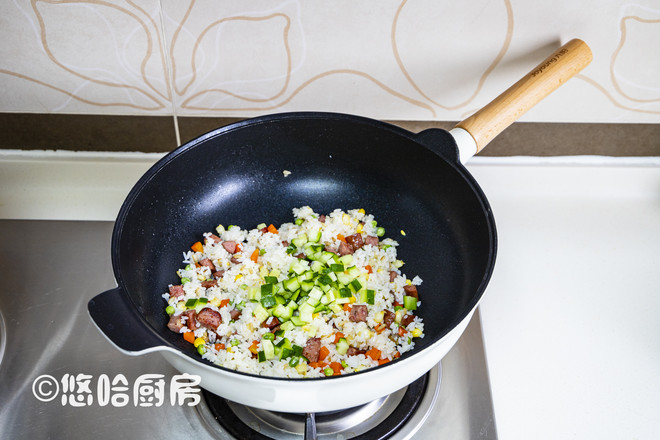 Assorted Fried Rice with Beef Sausage recipe