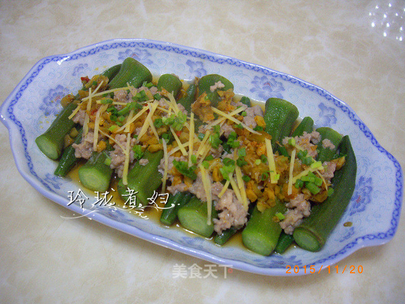 Steamed Okra with Minced Meat recipe