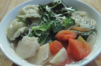 Dumplings with Vegetable Noodles recipe